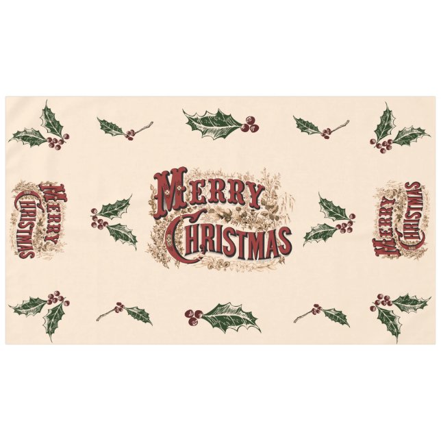 Rustic 1876 Merry Christmas Tablecloth (Front (Horizontal))