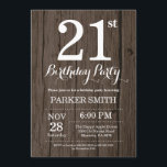 Rustic 21st Birthday Invitation<br><div class="desc">Rustic 21st Birthday Invitation. Rustic Wood Background. Vintage Retro Birthday. Adult Birthday. Men or Women Bday Invite. 13th 15th 16th 18th 20th 21st 30th 40th 50th 60th 70th 80th 90th 100th, Any age. For further customisation, please click the "Customise it" button and use our design tool to modify this template....</div>