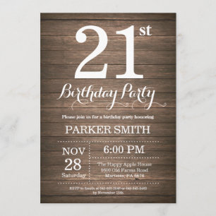 Rustic 21st Birthday Invitation