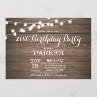 Rustic 21st Birthday Invitation Wood