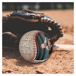 Rustic 2 Photo Best Dad Ever Baseball