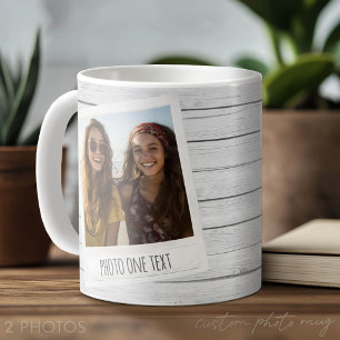Rustic 2 Photo Frames - White Shiplap Wood Print Coffee Mug