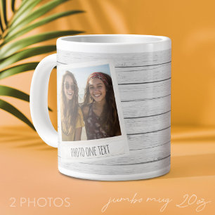 Rustic 2 Photo Frames - White Shiplap Wood Print Large Coffee Mug