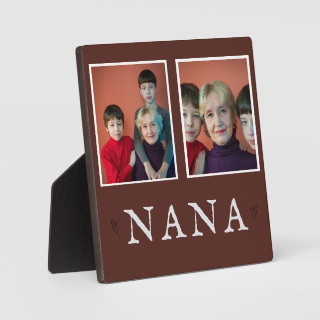 Rustic 2-Photo Personalised Grandma Plaque (Front)