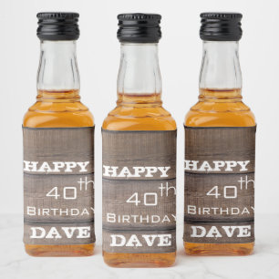 Rustic 30th 40th 50th Happy Birthday Party Liquor Bottle Label