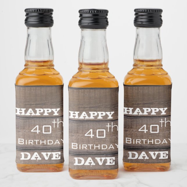 Rustic 30th 40th 50th Happy Birthday Party Liquor Bottle Label (Bottles)