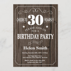 Rustic 30th Birthday Invitation