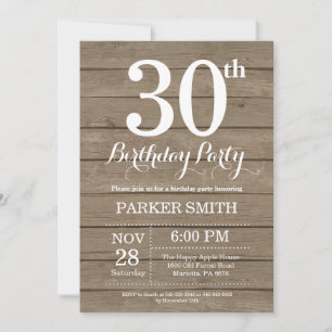 Rustic 30th Birthday Invitation