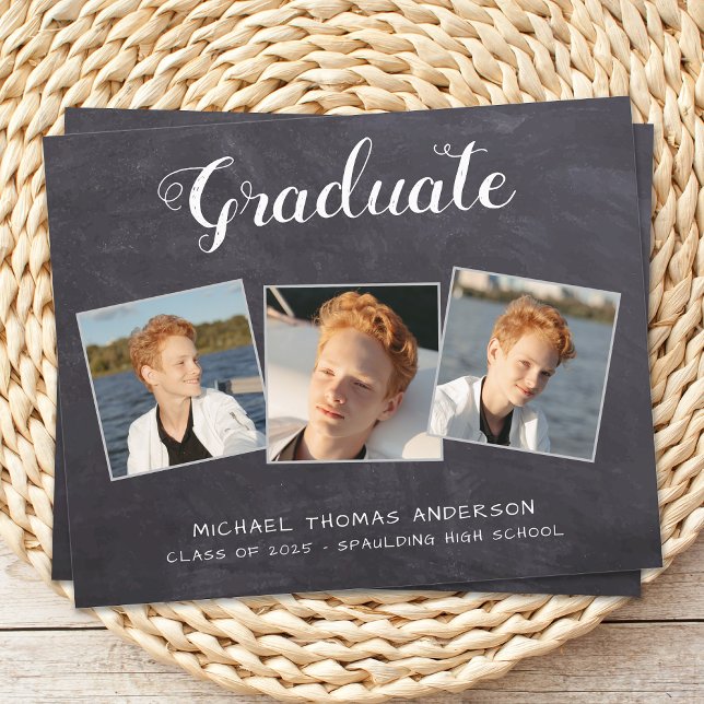 Rustic 3 Photo Budget Graduation Announcement (Creator Uploaded)