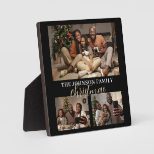 Rustic 3 Photo Family Christmas Keepsake Plaque