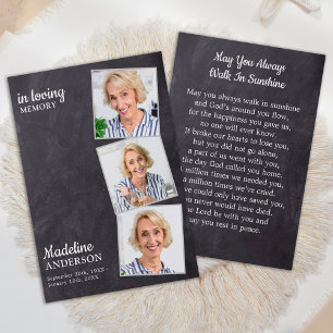 Rustic 3 Photo Memorial Funeral Prayer Card