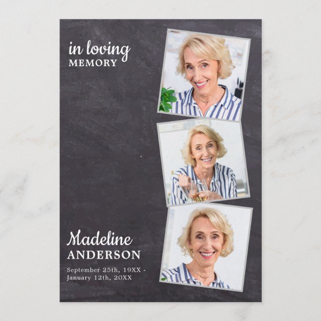 Rustic 3 Photo Memorial Order Of Service Funeral Program (Front)