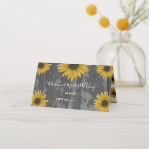 Rustic 3D Sunflower Realistic Floral Botanical Place Card