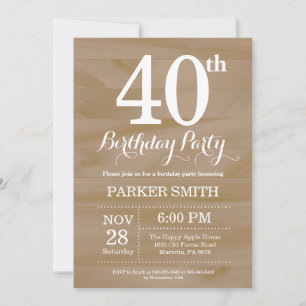 Rustic 40th Birthday Invitation