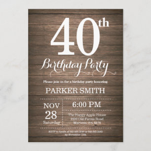 Rustic 40th Birthday Invitation