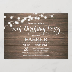 Rustic 40th Birthday Invitation Wood