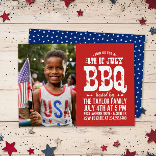 Rustic 4th of July BBQ Photo Invitation