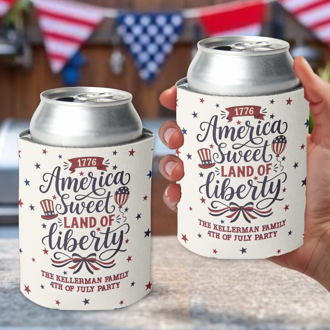 Rustic 4th Of July Party Can Cooler (Rustic 4th Of July Party Can Cooler)