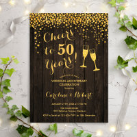 Rustic 50th Anniversary - Cheers to 50 Years Gold