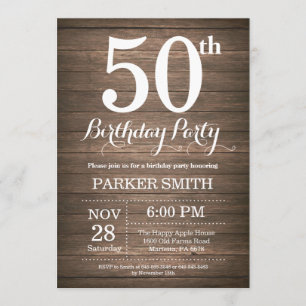 Rustic 50th Birthday Invitation