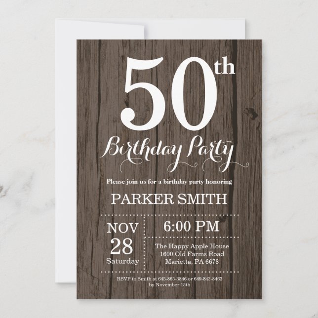 Rustic 50th Birthday Invitation (Front)