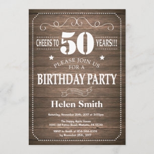 Rustic 50th Birthday Invitation Vintage Retro
