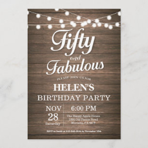 Rustic 50th Birthday Invitation Wood Fabulous
