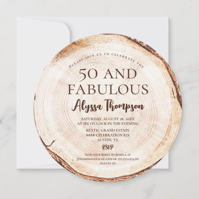 Rustic 50th birthday Wood Grain Template Editable (Front)