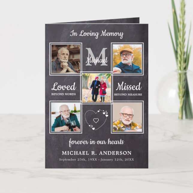 Rustic 5 Photos Loving Memory Memorial Funeral  Program (Front)