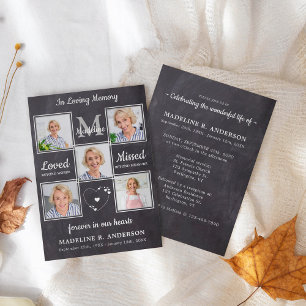 Rustic 5 Photos Memorial Celebration Of Life Invitation