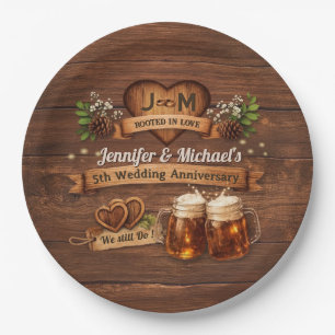 Rustic 5th Wood Wedding Anniversary We Still Do Paper Plate