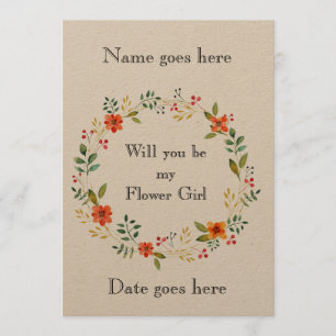 Rustic 5x7 Will you be my flower girl invitation