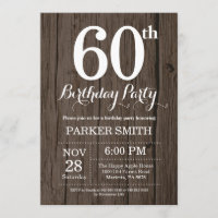 Rustic 60th Birthday Invitation