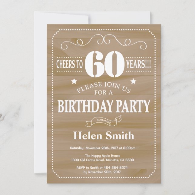 Rustic 60th Birthday Invitation (Front)