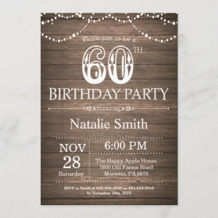 Rustic 60th Birthday Invitation String Lights