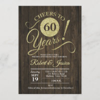 Rustic 60th Wedding Anniversary - Gold Wood