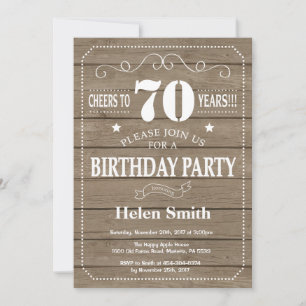 Rustic 70th Birthday Invitation