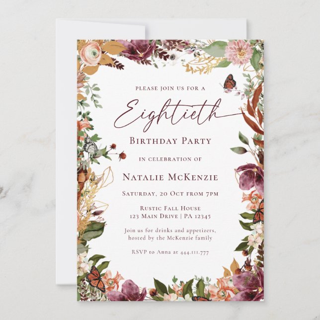 Rustic 80th Birthday Party Invitation (Front)