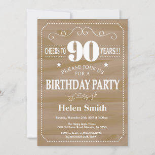Rustic 90th Birthday Invitation