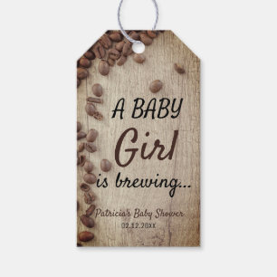 Rustic  A Baby Girl Is Brewing Coffee Baby Shower Gift Tags