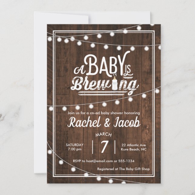 Rustic A Baby is Brewing Baby Shower Invitation (Front)