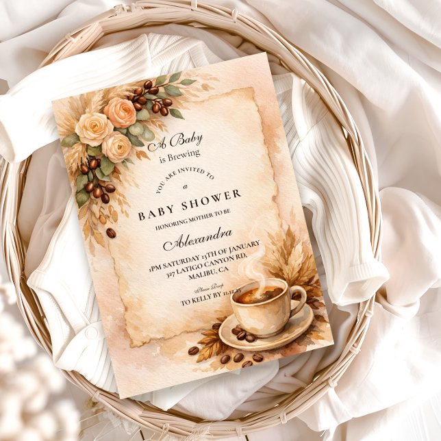 Rustic A Baby Is Brewing Coffee Baby Shower Invitation (Creator Uploaded)