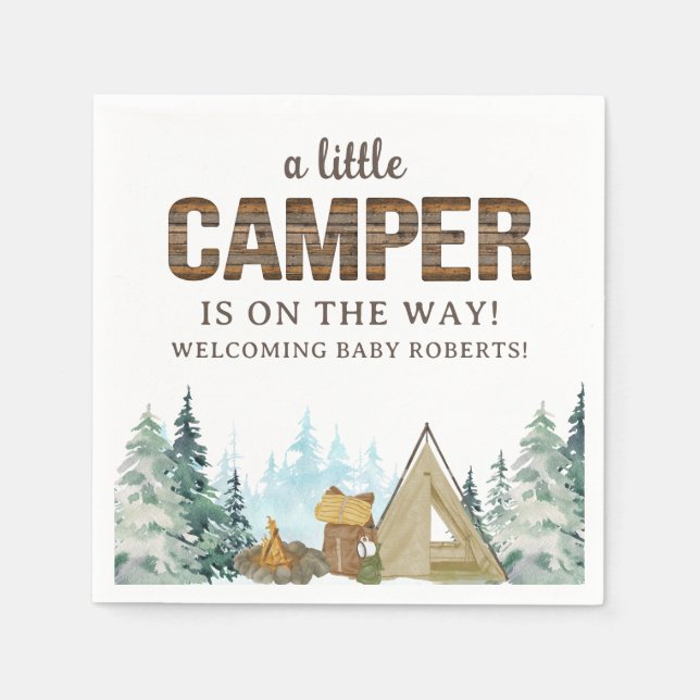 Rustic A Little Camper Baby Shower  Napkin (Front)