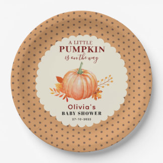 Rustic A Little Pumpkin Fall baby shower Paper Plate