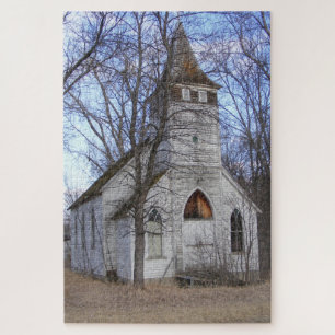 Rustic Abandoned Country Church Jigsaw Puzzle