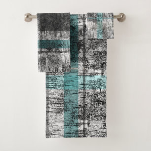 Rustic Abstract Birch Plaid Pattern Bath Towel Set