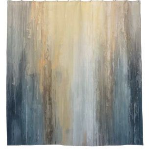 Rustic Abstract Blue Brown Yellow Stripe Shower Curtain