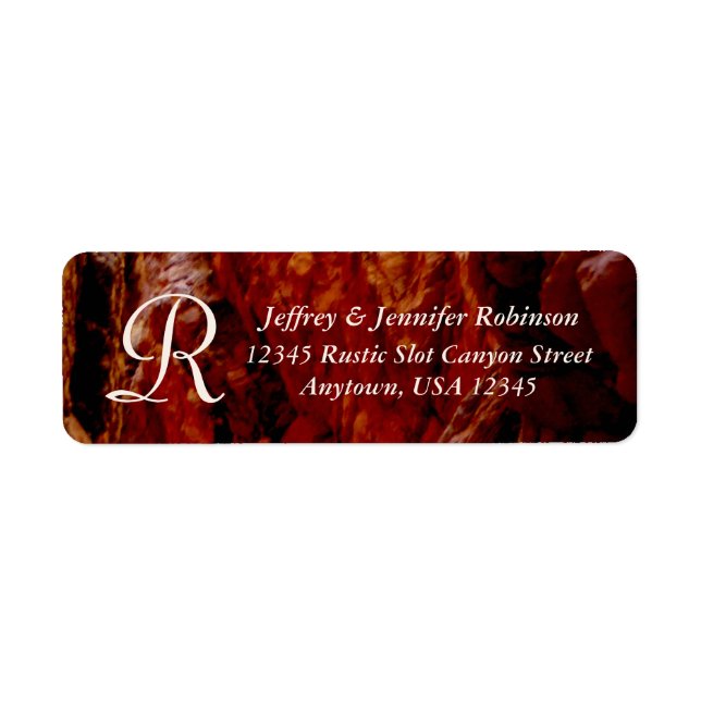 Rustic Abstract Brown Gold Monogram Return Address Label (Front)