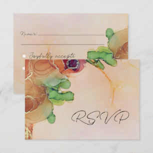 Rustic Abstract Floral Wedding RSVP Card