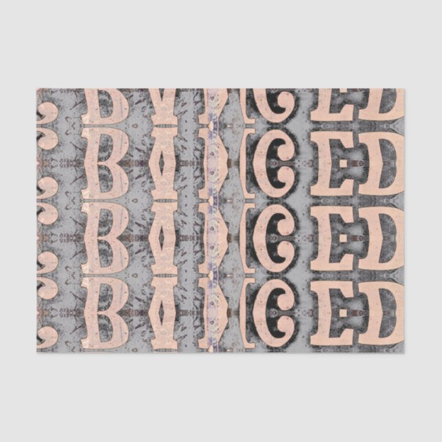 Rustic Abstract Grey Beige Script Pattern Tissue Paper (Front)